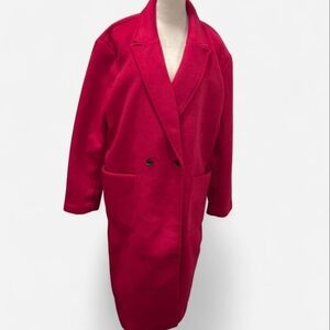 NWT Ann Taylor LOFT Wool Blend Vibrant Fuschia Pink Warm Longline Coat